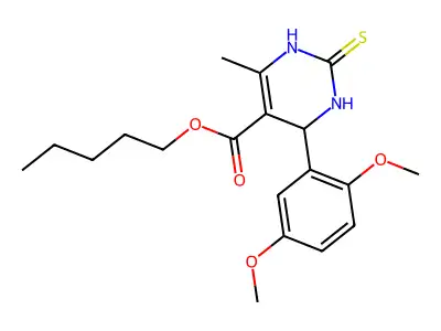 pentyl 4-(2,5-dimethoxyphenyl)-6-methyl-2-thioxo-1,2,3,4-tetrahydropyrimidine-5-carboxylate structure