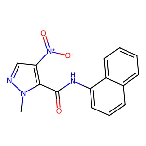 1-methyl-N-(naphthalen-1-yl)-4-nitro-1H-pyrazole-5-carboxamide structure