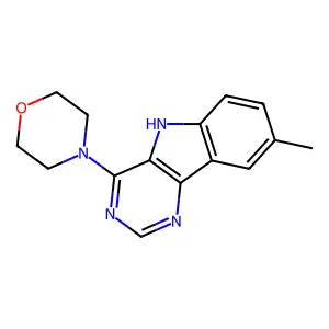 4-(8-methyl-5H-pyrimido[5,4-b]indol-4-yl)morpholine structure
