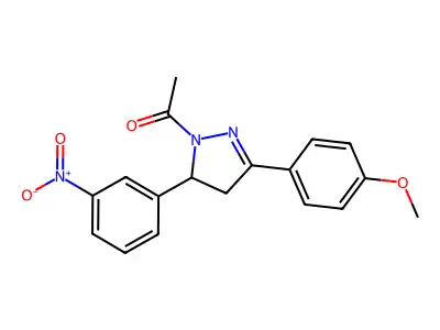 1-(3-(4-methoxyphenyl)-5-(3-nitrophenyl)-4,5-dihydro-1H-pyrazol-1-yl)ethanone structure