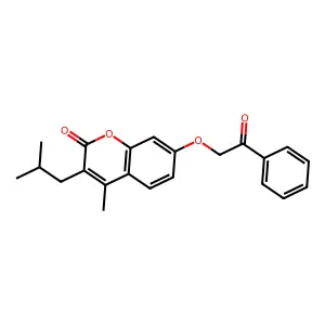 4-Methyl-3-(2-methylpropyl)-7-phenacyloxychromen-2-one structure