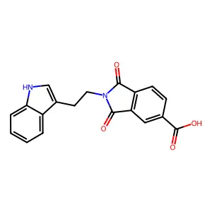 2-[2-(1H-indol-3-yl)ethyl]-1,3-dioxoisoindoline-5-carboxylic acid structure