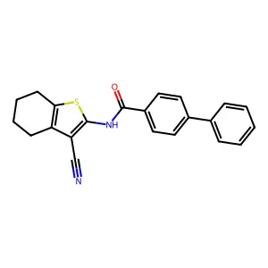 N-(3-cyano-4,5,6,7-tetrahydro-1-benzothiophen-2-yl)-4-phenylbenzamide structure
