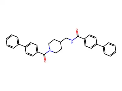 4-phenyl-N-[[1-(4-phenylbenzoyl)piperidin-4-yl]methyl]benzamide structure