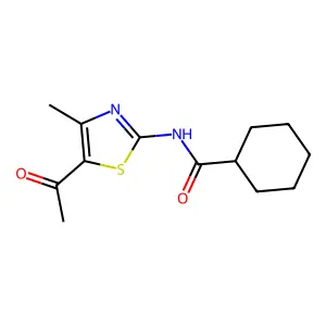 N-(5-acetyl-4-methyl-1,3-thiazol-2-yl)cyclohexanecarboxamide structure