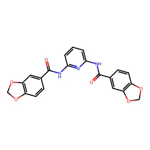 N,N'-pyridine-2,6-diylbis(1,3-benzodioxole-5-carboxamide) structure