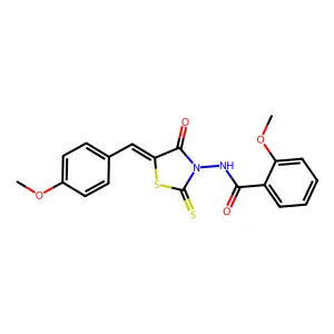 2-methoxy-N-[(5Z)-5-(4-methoxybenzylidene)-4-oxo-2-thioxo-1,3-thiazolidin-3-yl]benzamide structure