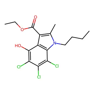 ethyl 1-butyl-5,6,7-trichloro-4-hydroxy-2-methyl-1H-indole-3-carboxylate structure