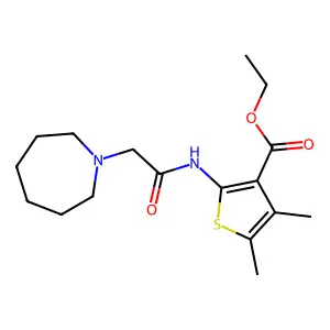 Ethyl 2-[(azepan-1-ylacetyl)amino]-4,5-dimethylthiophene-3-carboxylate structure