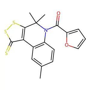 2-Furanyl-(4,4,8-trimethyl-1-sulfanylidene-5-dithiolo[3,4-c]quinolinyl)methanone structure