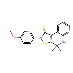 2-(4-ethoxyphenyl)-4,4-dimethyl-5H-[1,2]thiazolo[5,4-c]quinoline-1-thione structure