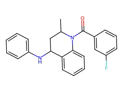 (4-anilino-2-methyl-3,4-dihydro-2H-quinolin-1-yl)-(3-fluorophenyl)methanone structure