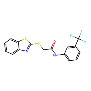 2-(1,3-benzothiazol-2-ylsulfanyl)-N-[3-(trifluoromethyl)phenyl]acetamide structure