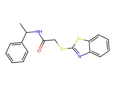 2-(1,3-benzothiazol-2-ylsulfanyl)-N-(1-phenylethyl)acetamide structure