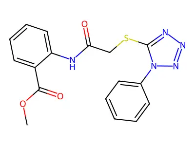 Methyl 2-[[2-(1-phenyltetrazol-5-yl)sulfanylacetyl]amino]benzoate structure