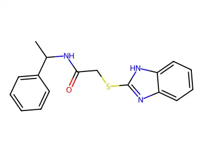 2-(1H-benzimidazol-2-ylsulfanyl)-N-(1-phenylethyl)acetamide structure