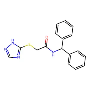 N-benzhydryl-2-(1H-1,2,4-triazol-5-ylsulfanyl)acetamide structure