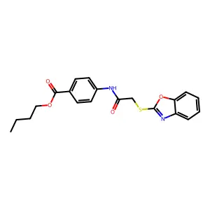 Butyl 4-[[2-(1,3-benzoxazol-2-ylsulfanyl)acetyl]amino]benzoate structure
