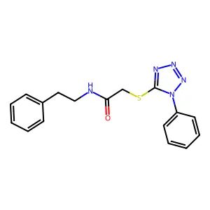 2-[(1-phenyl-1H-1,2,3,4-tetrazol-5-yl)sulfanyl]-N-(2-phenylethyl)acetamide structure
