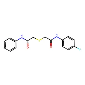 2-[2-(4-fluoroanilino)-2-oxoethyl]sulfanyl-N-phenylacetamide structure