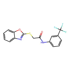 2-(1,3-benzoxazol-2-ylsulfanyl)-N-[3-(trifluoromethyl)phenyl]acetamide structure