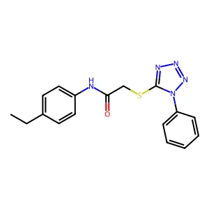 N-(4-ethylphenyl)-2-(1-phenyltetrazol-5-yl)sulfanylacetamide structure