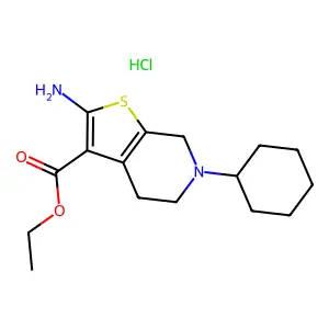Thieno(2,3-c)pyridine-3-carboxylic acid, 4,5,6,7-tetrahydro-2-amino-6-cyclohexyl-, ethyl ester, monohydrochloride structure