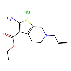 Thieno(2,3-c)pyridine-3-carboxylic acid, 4,5,6,7-tetrahydro-6-allyl-2-amino-, ethyl ester, monohydrochloride structure