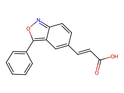 (2E)-3-(3-phenylbenzo[c]isoxazol-5-yl)prop-2-enoic acid structure
