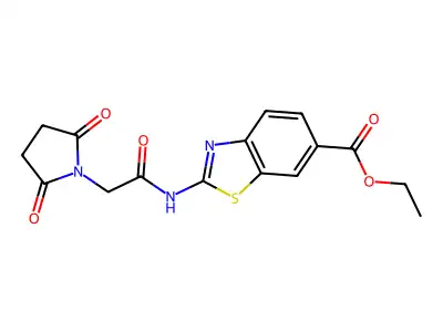 Ethyl 2-(2-(2,5-dioxopyrrolidin-1-yl)acetamido)benzo[d]thiazole-6-carboxylate structure