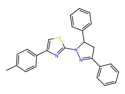 2-(3,5-diphenyl-4,5-dihydro-1H-pyrazol-1-yl)-4-(4-methylphenyl)-1,3-thiazole structure