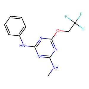 N-methyl-N'-phenyl-6-(2,2,2-trifluoroethoxy)-1,3,5-triazine-2,4-diamine structure