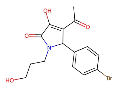 3-acetyl-2-(4-bromophenyl)-4-hydroxy-1-(3-hydroxypropyl)-2H-pyrrol-5-one structure