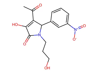 3-acetyl-4-hydroxy-1-(3-hydroxypropyl)-2-(3-nitrophenyl)-2H-pyrrol-5-one structure