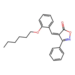 (4E)-4-[(2-hexoxyphenyl)methylidene]-3-phenyl-1,2-oxazol-5-one structure