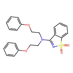 1,1-dioxo-N,N-bis(2-phenoxyethyl)-1,2-benzothiazol-3-amine structure