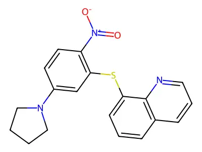 1-Nitro-4-pyrrolidinyl-2-(8-quinolylthio)benzene structure