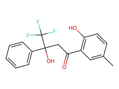 4,4,4-Trifluoro-3-hydroxy-1-(2-hydroxy-5-methylphenyl)-3-phenylbutan-1-one structure