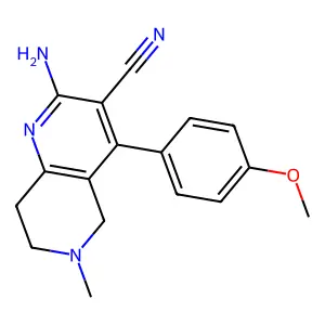 2-amino-4-(4-methoxyphenyl)-6-methyl-5,6,7,8-tetrahydro-1,6-naphthyridine-3-carbonitrile structure