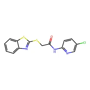 2-(1,3-benzothiazol-2-ylsulfanyl)-N-(5-chloropyridin-2-yl)acetamide structure