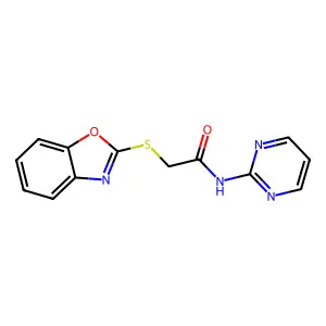 2-(1,3-benzoxazol-2-ylsulfanyl)-N-pyrimidin-2-ylacetamide structure