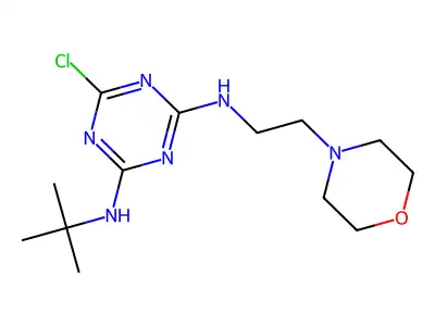 2-N-tert-butyl-6-chloro-4-N-(2-morpholin-4-ylethyl)-1,3,5-triazine-2,4-diamine structure