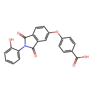 4-{[2-(2-hydroxyphenyl)-1,3-dioxo-2,3-dihydro-1H-isoindol-5-yl]oxy}benzoic acid structure