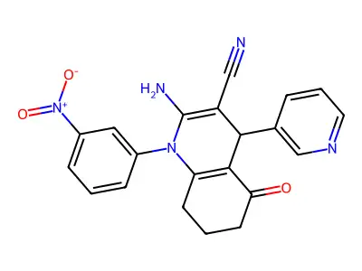 2-amino-1-(3-nitrophenyl)-5-oxo-4-(pyridin-3-yl)-1,4,5,6,7,8-hexahydroquinoline-3-carbonitrile structure