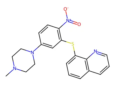 8-[5-(4-Methylpiperazin-1-yl)-2-nitrophenyl]sulfanylquinoline structure