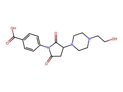 4-{3-[4-(2-Hydroxyethyl)piperazin-1-yl]-2,5-dioxopyrrolidin-1-yl}benzoic acid structure