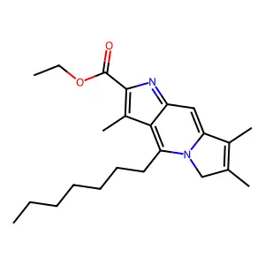 ethyl 4-heptyl-3,7,8-trimethyl-6H-pyrrolo[3,2-f]indolizine-2-carboxylate structure