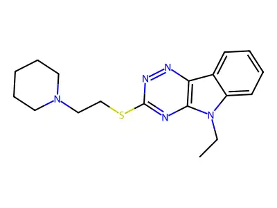 5-Ethyl-3-(2-piperidin-1-ylethylsulfanyl)-[1,2,4]triazino[5,6-b]indole structure