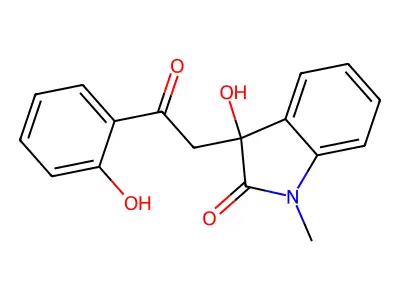 3-Hydroxy-3-[2-(2-hydroxyphenyl)-2-oxoethyl]-1-methylindol-2-one structure