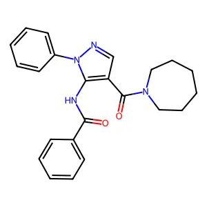 N-[4-(azepane-1-carbonyl)-2-phenylpyrazol-3-yl]benzamide structure